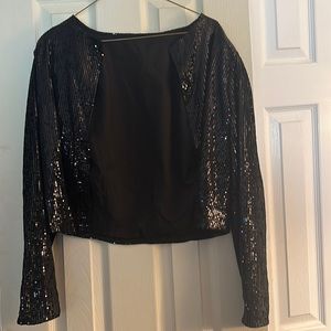 Cropped black sequin jacket size L
